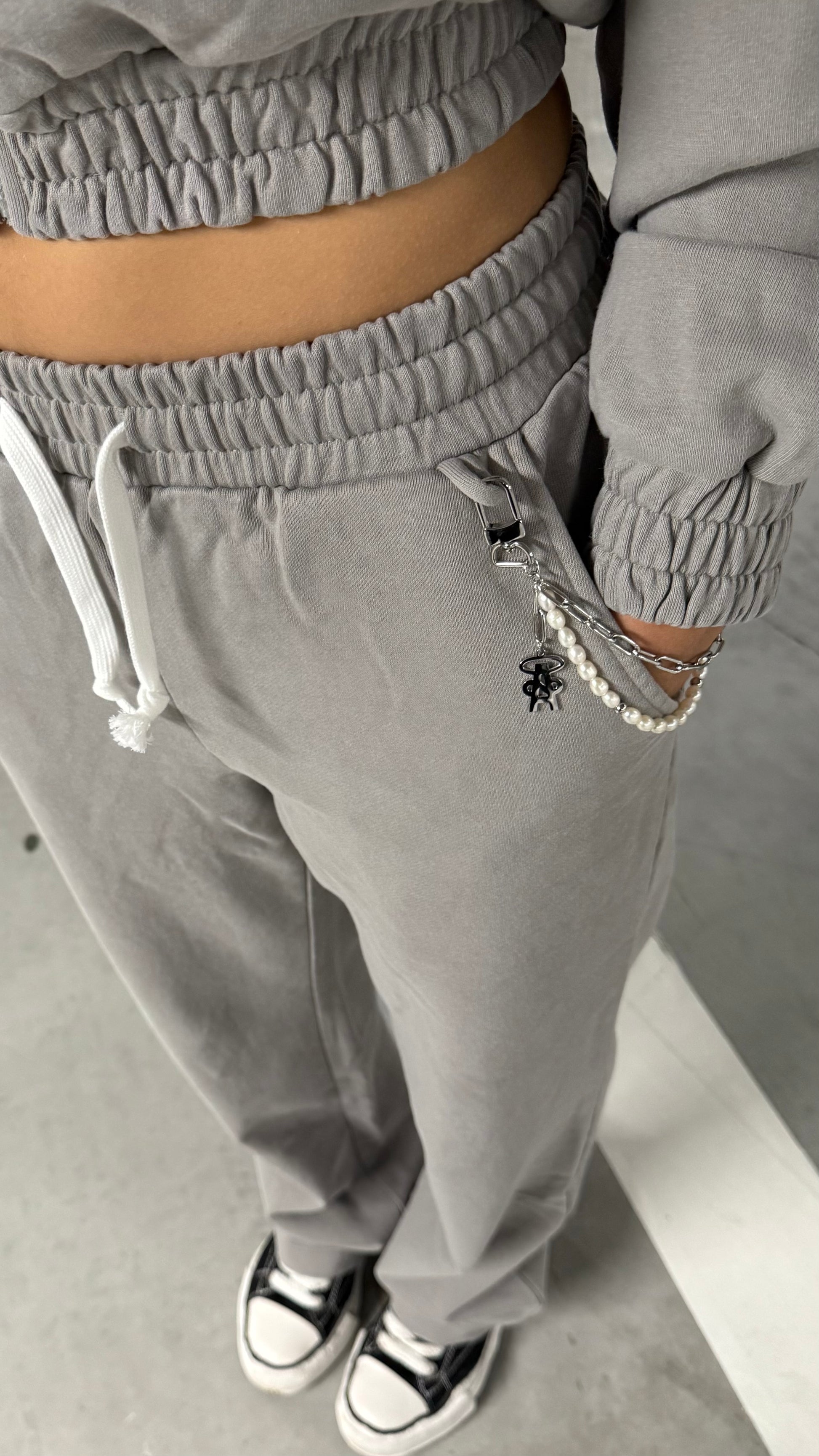 GREY ANGL TRACKSUIT SET.